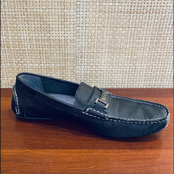 🌟HP🌟GUC Calvin Klein Morrie Black Textured Leather Driving Moccasins Loafers… - Picture 3 of 9